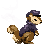 Pixel-art squirrel carrying a love letter