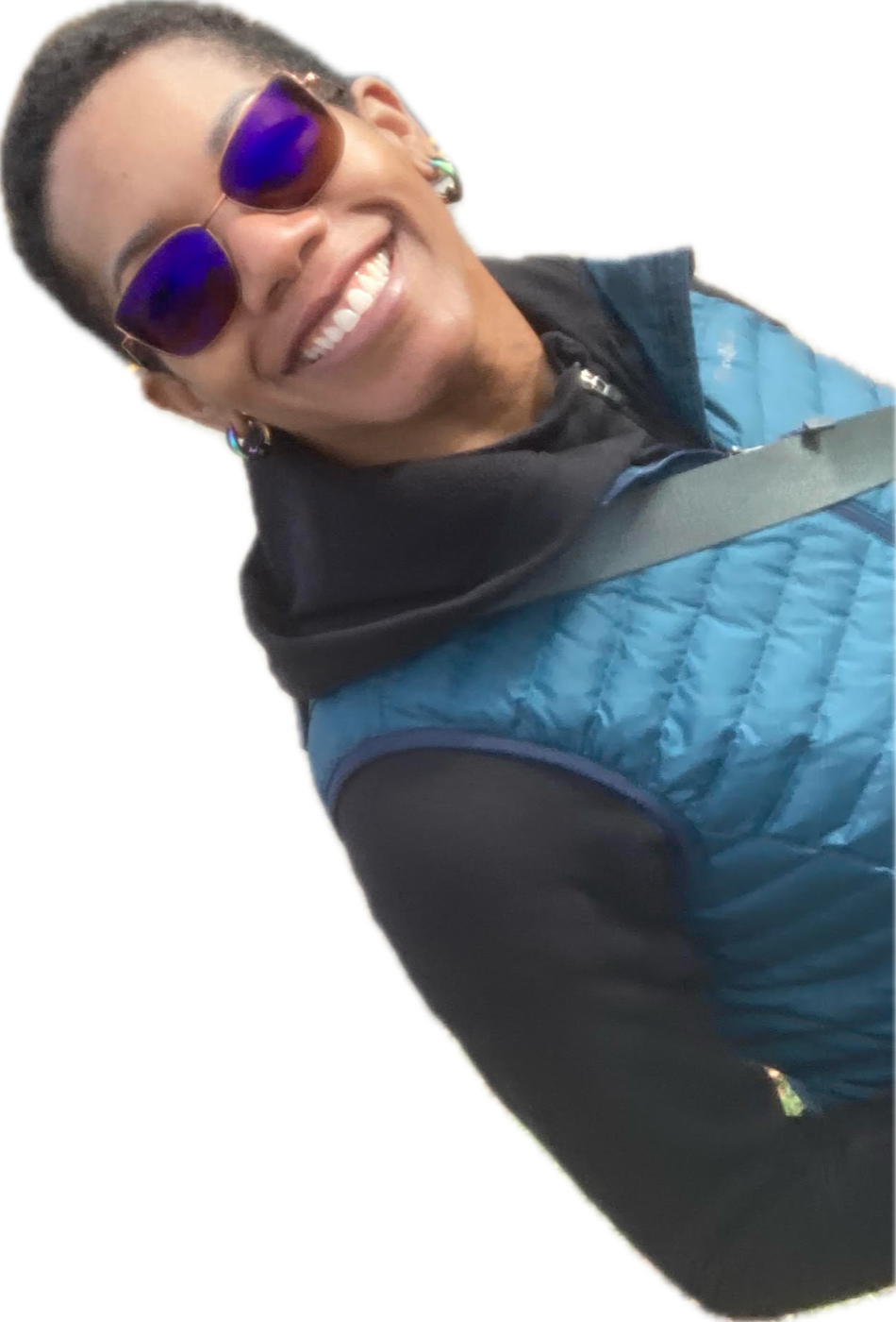 Antoinette smiling in sunglasses